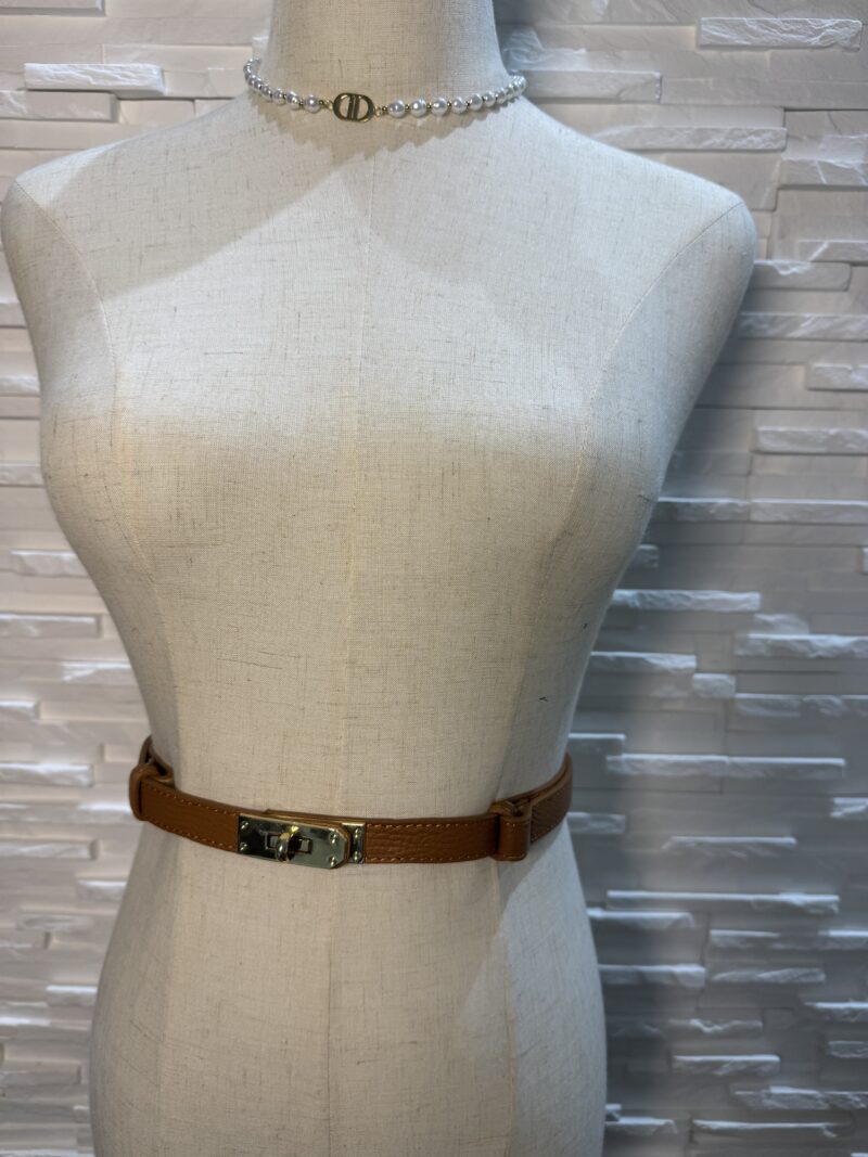 Ceinture H Maron En Veritable Cuir Grainée