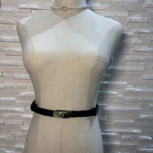 Ceinture H Noir En Veritable Cuir Grainée